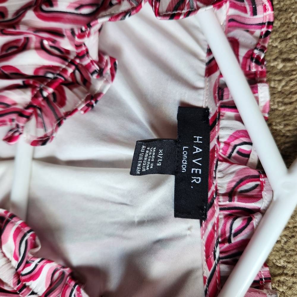 Haver London Pink and White Patterned Blouse - Picture 4 of 5